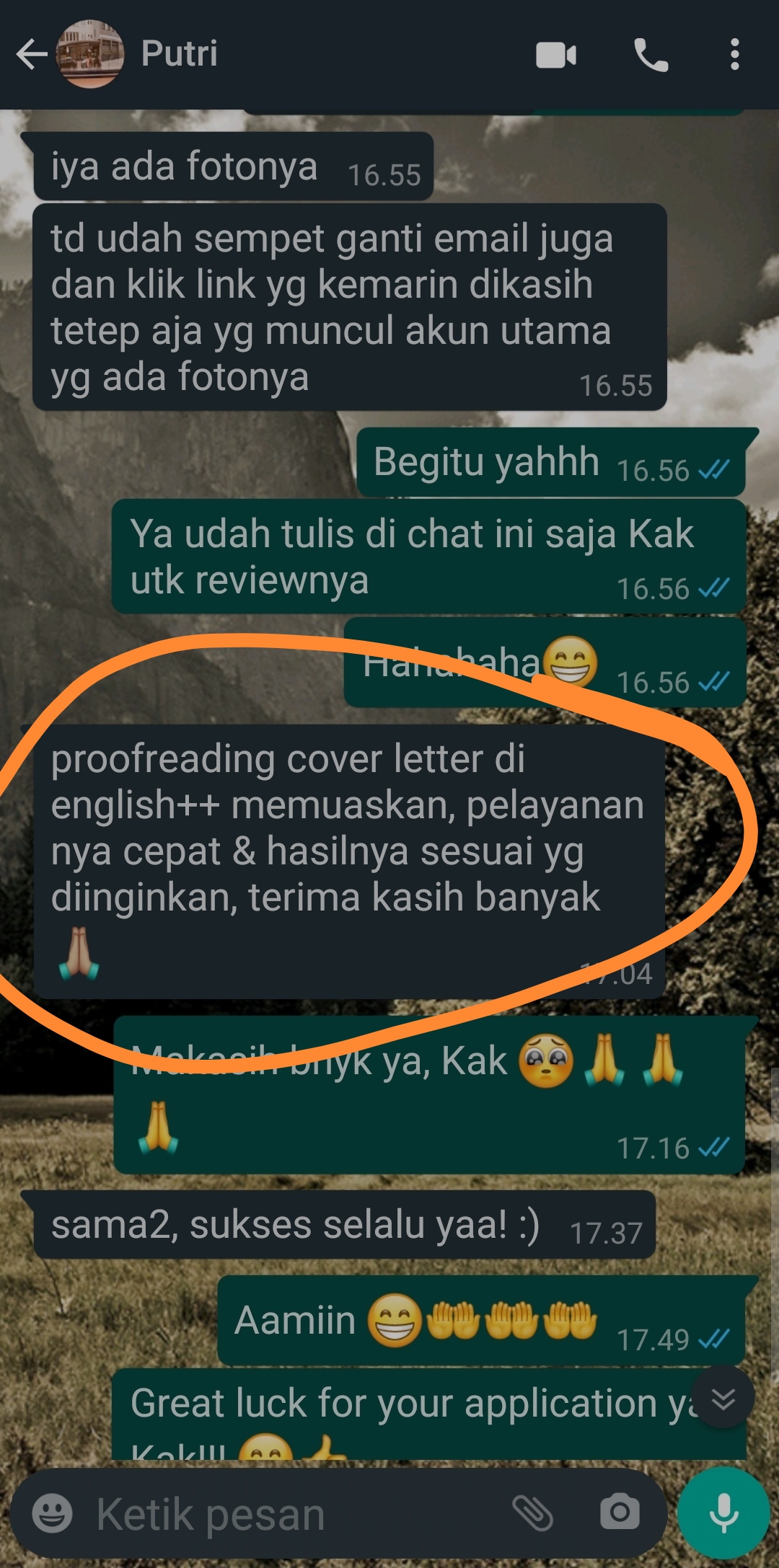 Testimoni Jasa Cover Letter