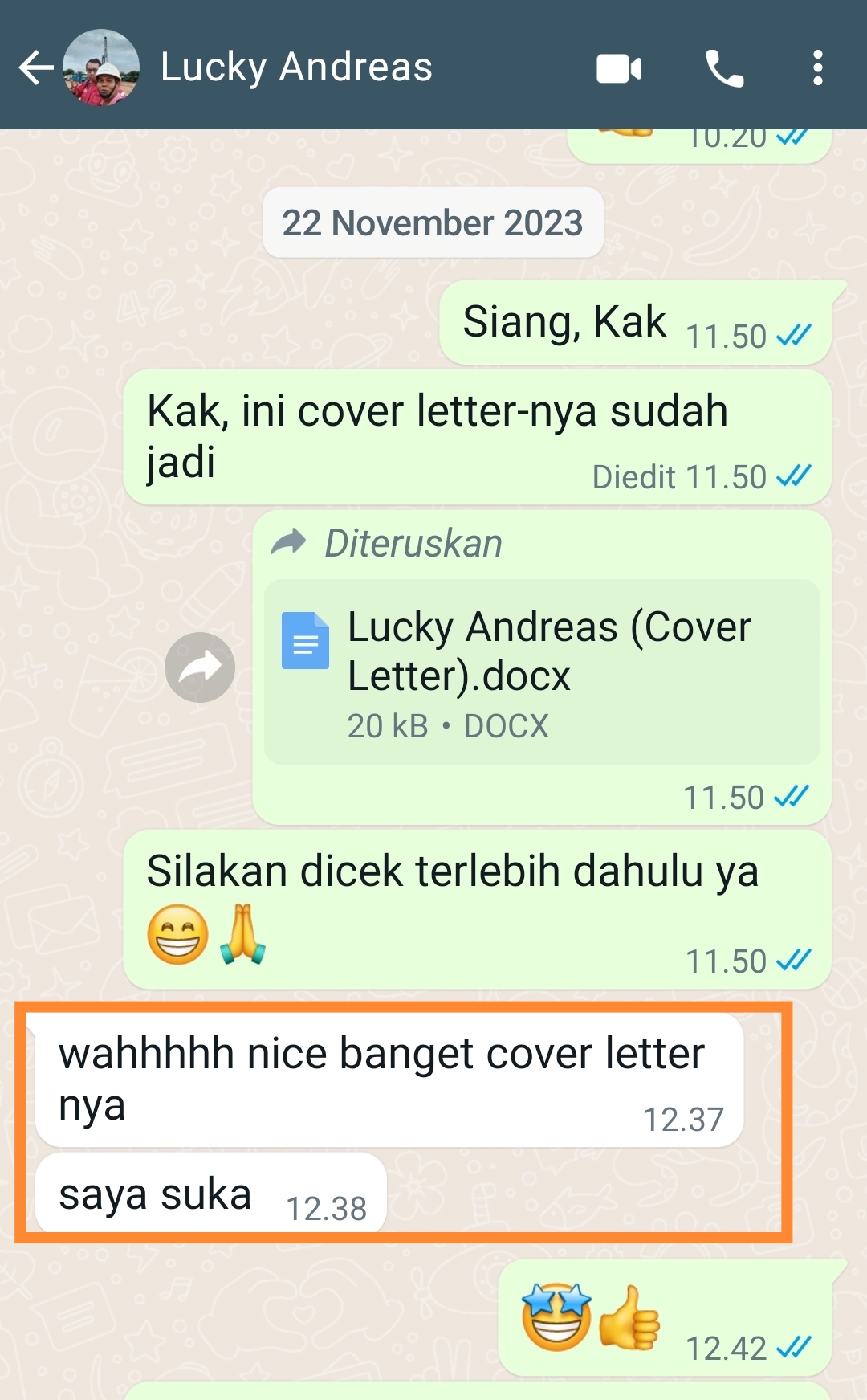 Testimoni Jasa Cover Letter