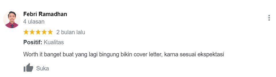 ENGLISH++ - Testimoni Jasa Cover Letter 10