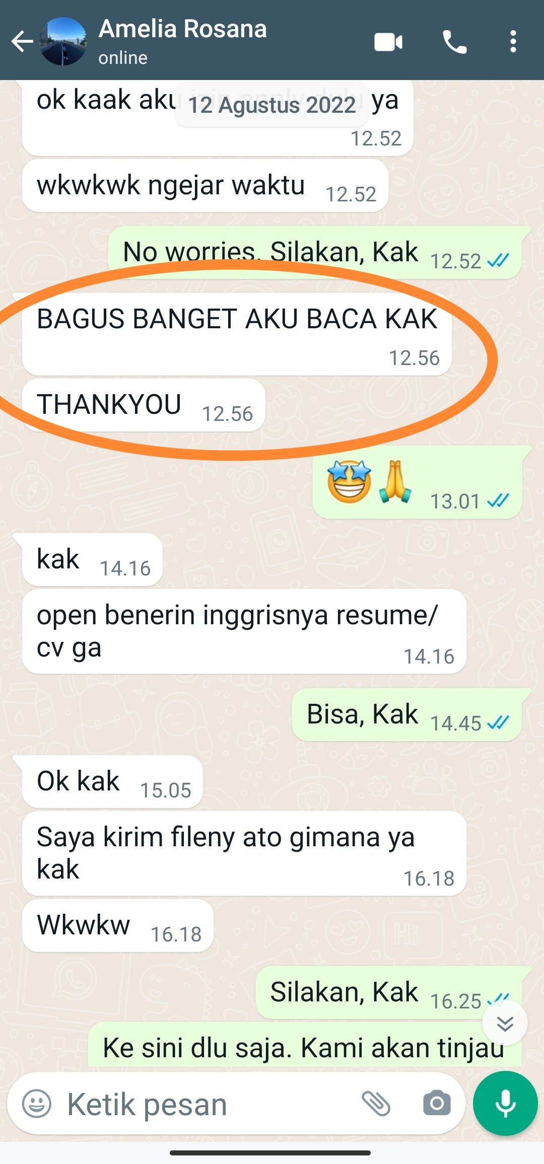 ENGLISH++ - Testimoni Jasa Cover Letter 2