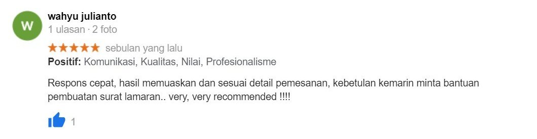 ENGLISH++ - Testimoni Jasa Cover Letter 25