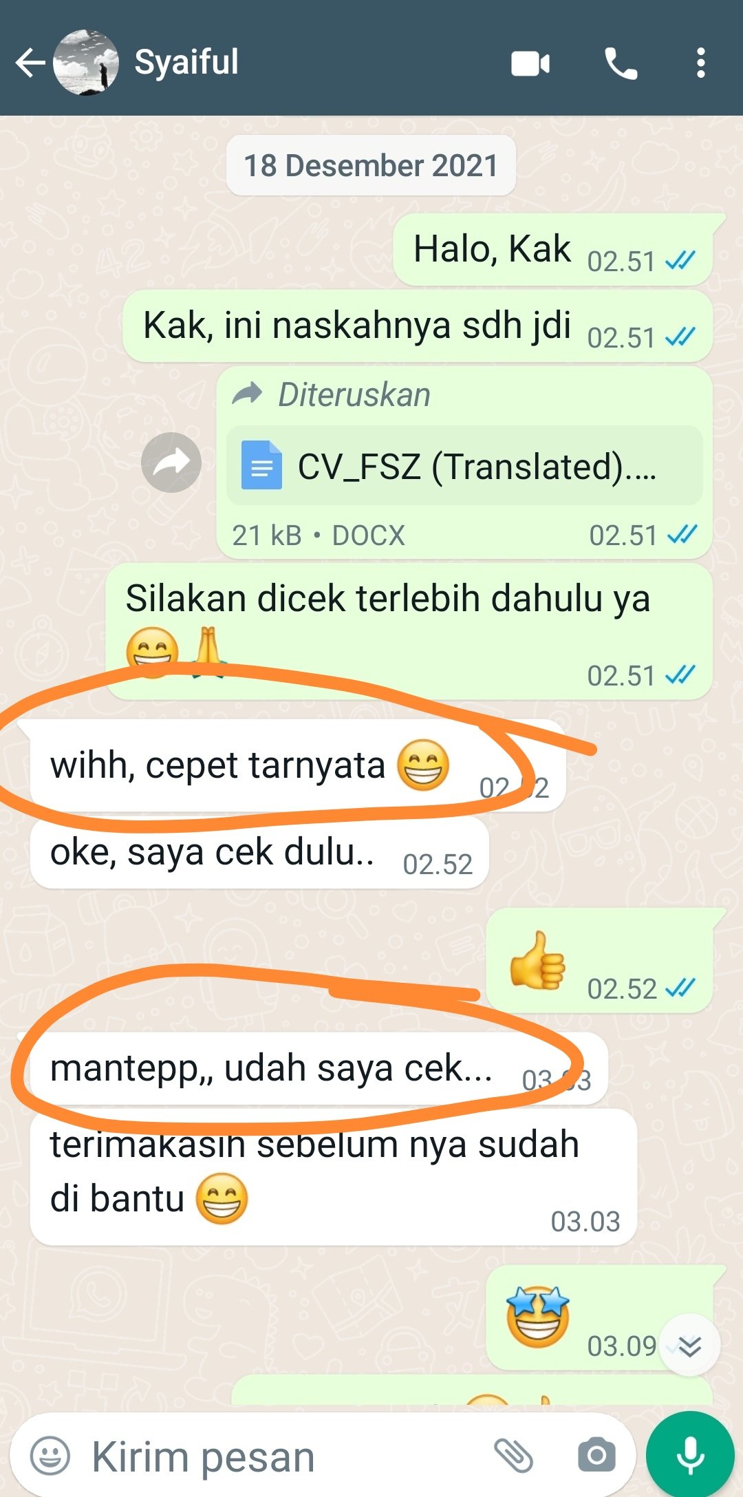 ENGLISH++ - Testimoni Jasa Cover Letter 3