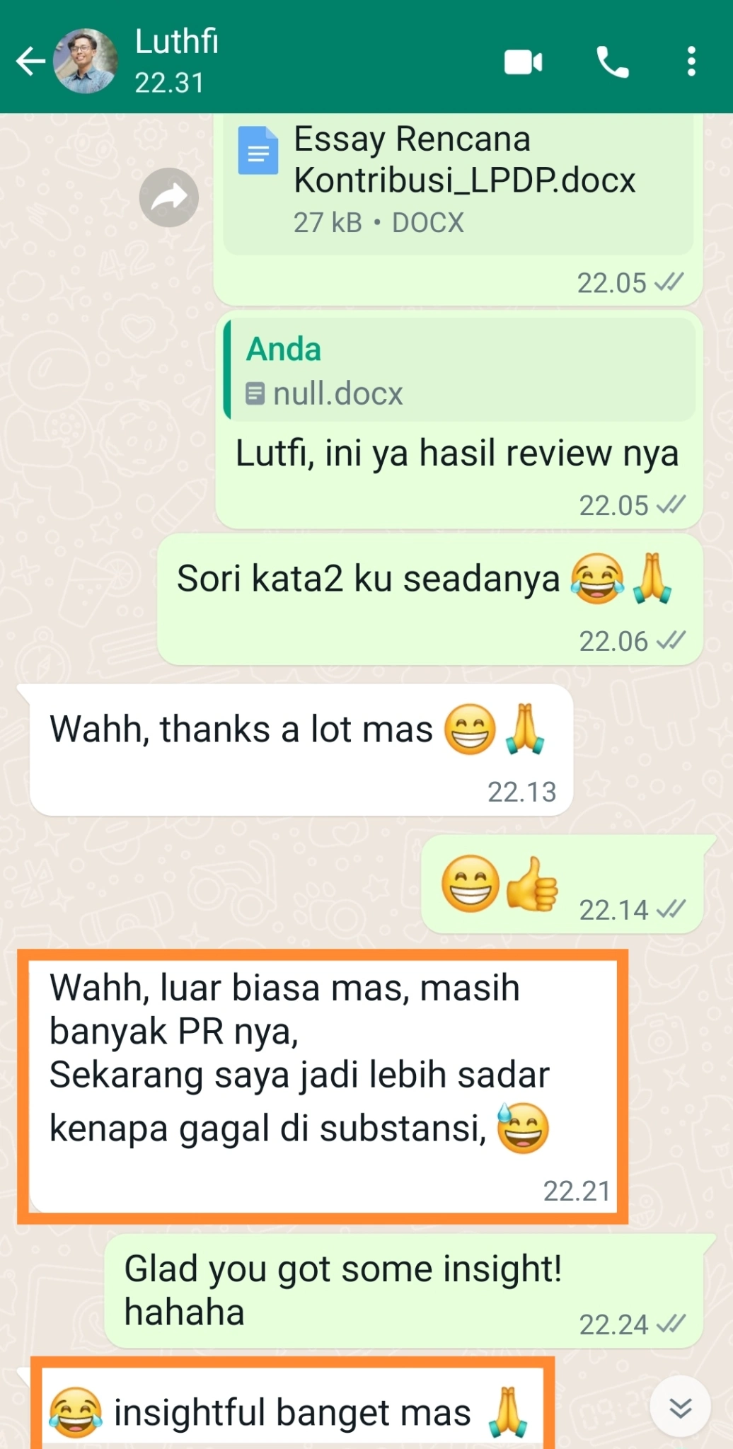 ENGLISH++ - Testimoni Jasa Proofread Beasiswa 1