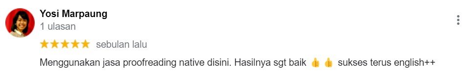 ENGLISH++ - Testimoni Jasa Proofread Native 5