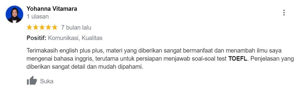 ENGLISH++ - Testimoni Program TOEFL Prepartion 11